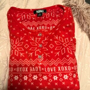 Red fleece pajamas small